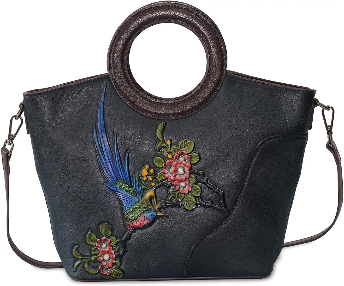Genuine Leather Satchel for Women Top Handle Bags Handmade Purse Vintage Embossed Leather Crossbody Handbags Hobo Bag