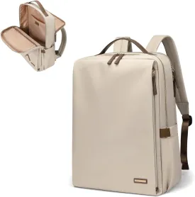GOLF SUPAGS Stylish Laptop Backpack for Women Airline Approved Perfect for Work College and Travel Multi-Functional Casual Daypack Fits 15.6 Inch Notebook (Apricot)