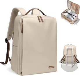 GOLF SUPAGS Stylish Laptop Backpack for Women Airline Approved Perfect for Work College and Travel Multi-Functional Casual Daypack Fits 17.3 Inch Notebook (Apricot)