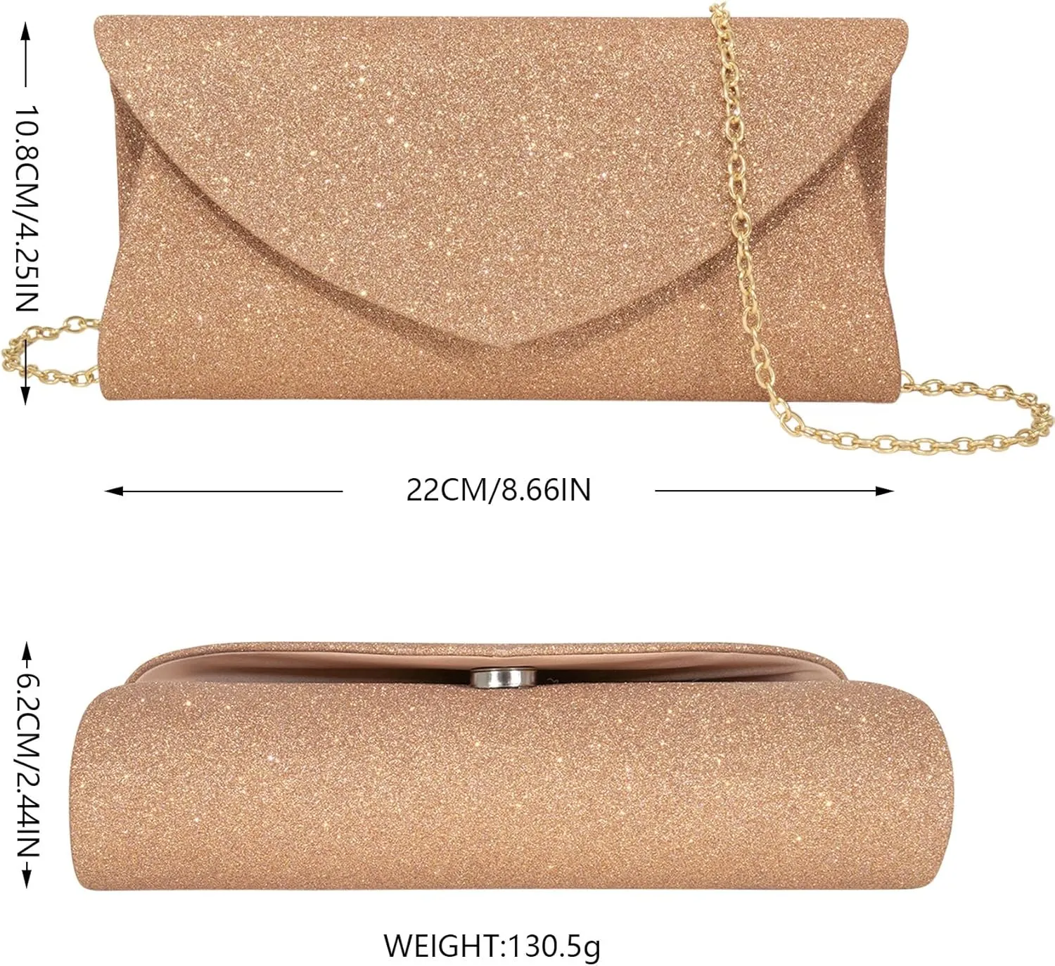 Gravel Evening Bag Silver Rose Gold