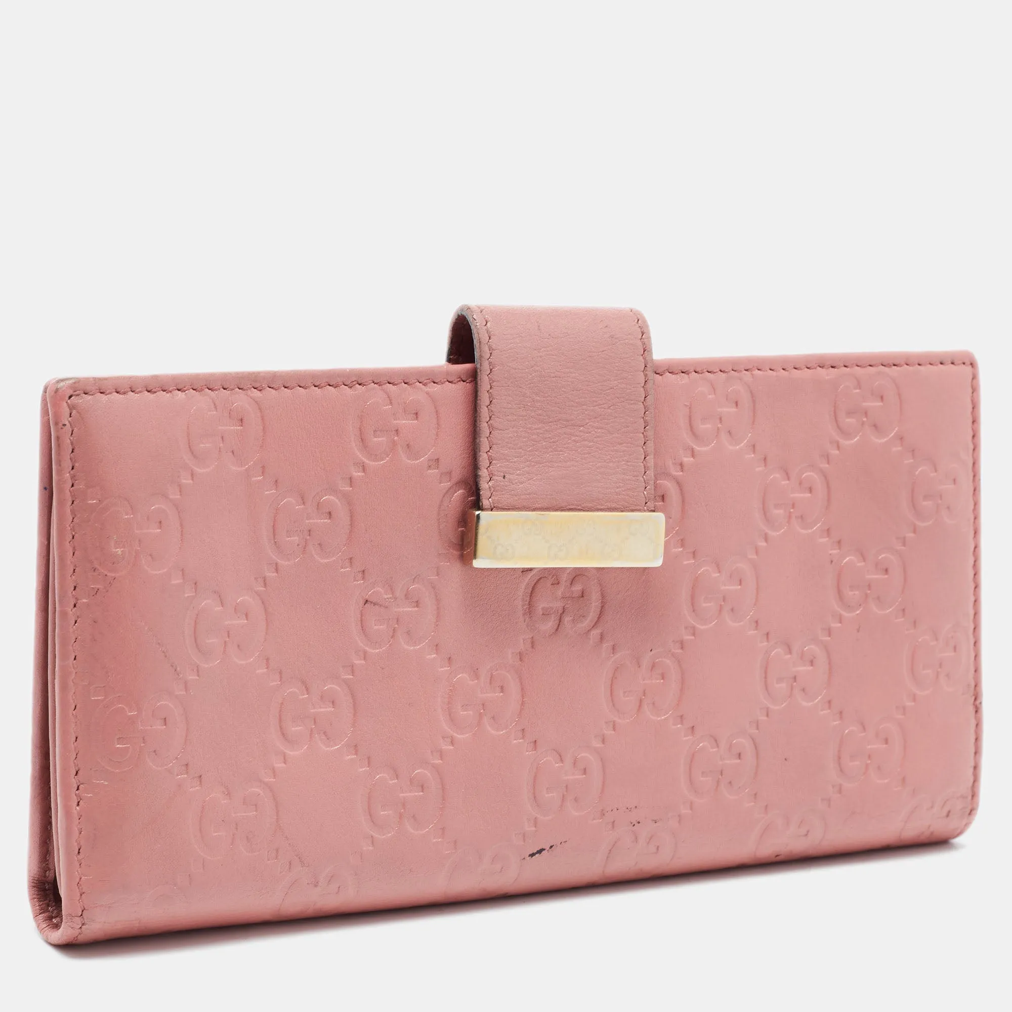 Gucci Guccissima Leather Metal Flap Continental Wallet