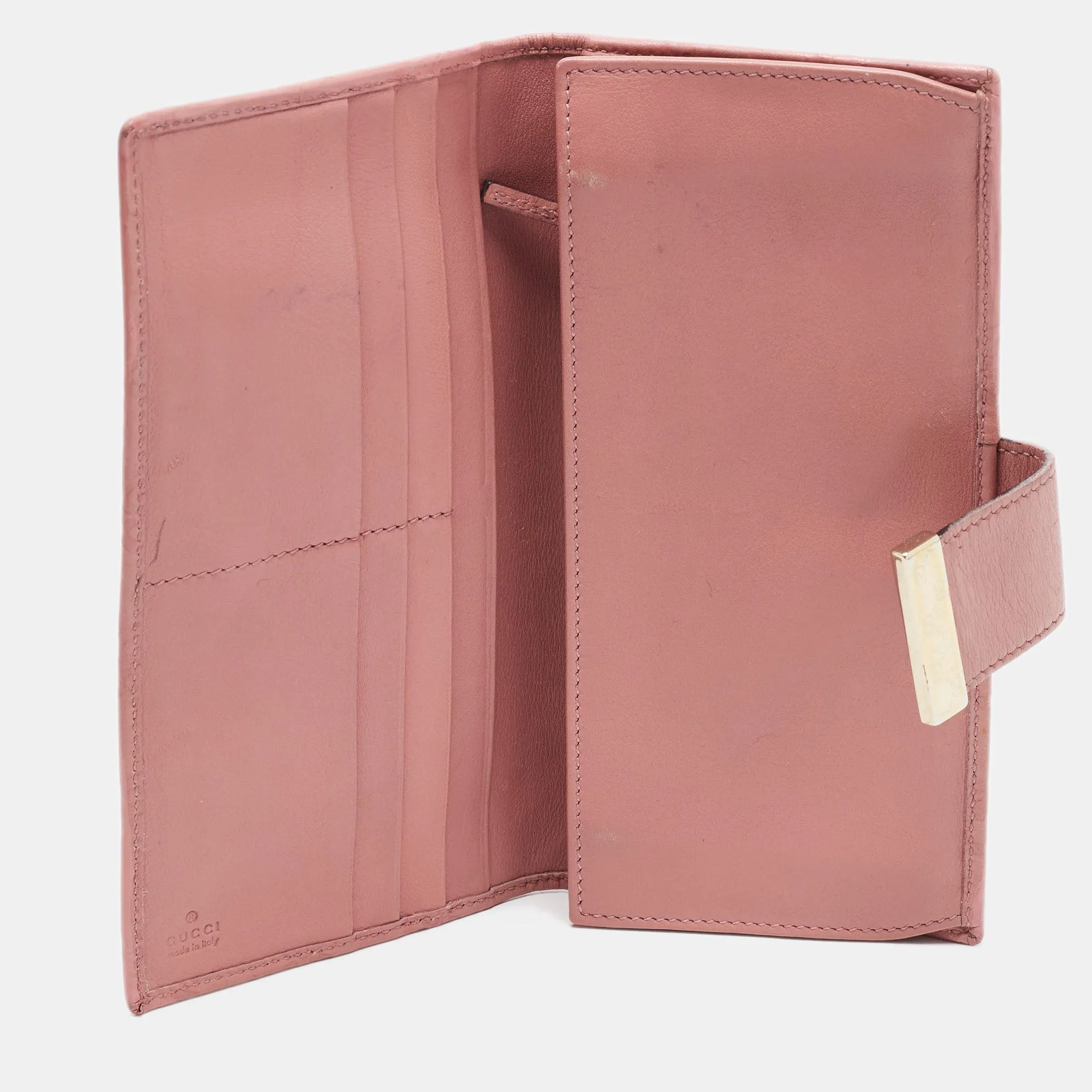 Gucci Guccissima Leather Metal Flap Continental Wallet