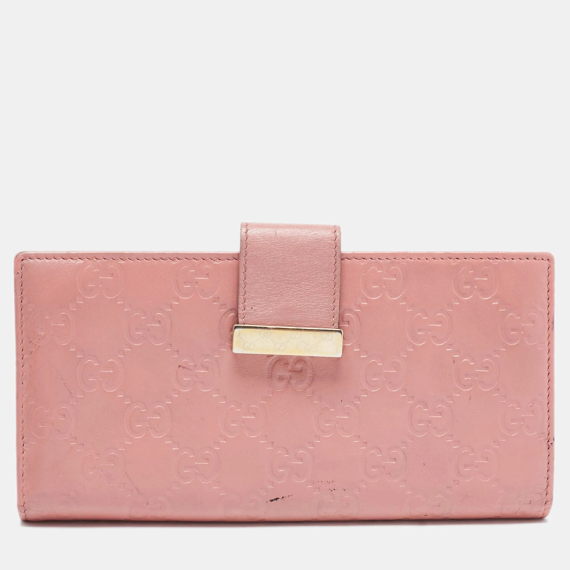 Gucci Guccissima Leather Metal Flap Continental Wallet