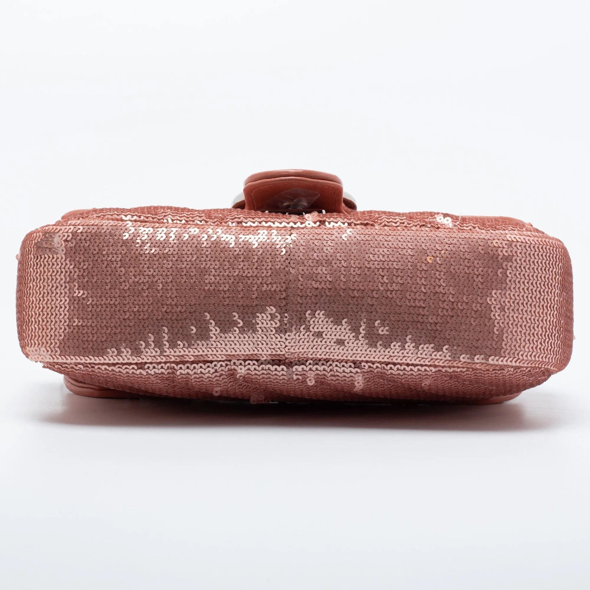 Gucci Pink Diagonal Sequins And Leather Mini GG Marmont Shoulder Bag