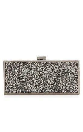 Gunmetal Ariana Rock Crystal Hard Clutch