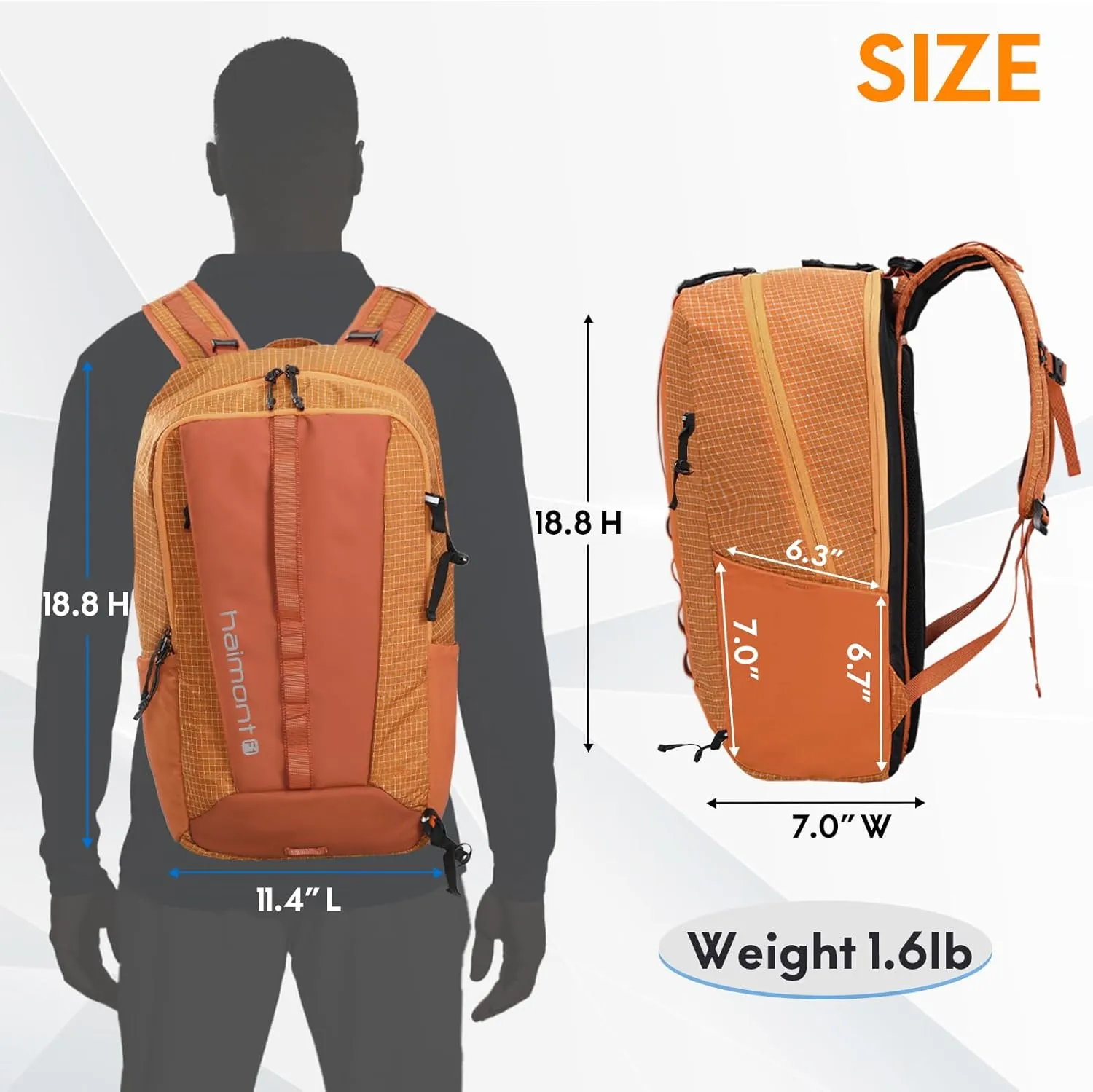 Haimont Small Travel Backpack Hiking Outdoor Everyday Daypack with 3 Compartments Men Women Water Resistant Bag, Casual