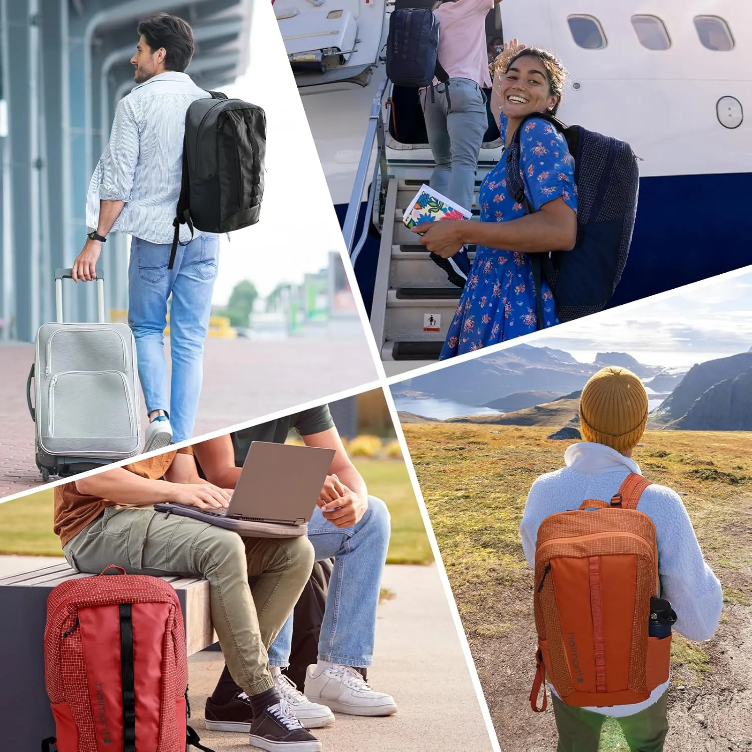Haimont Small Travel Backpack Hiking Outdoor Everyday Daypack with 3 Compartments Men Women Water Resistant Bag, Casual