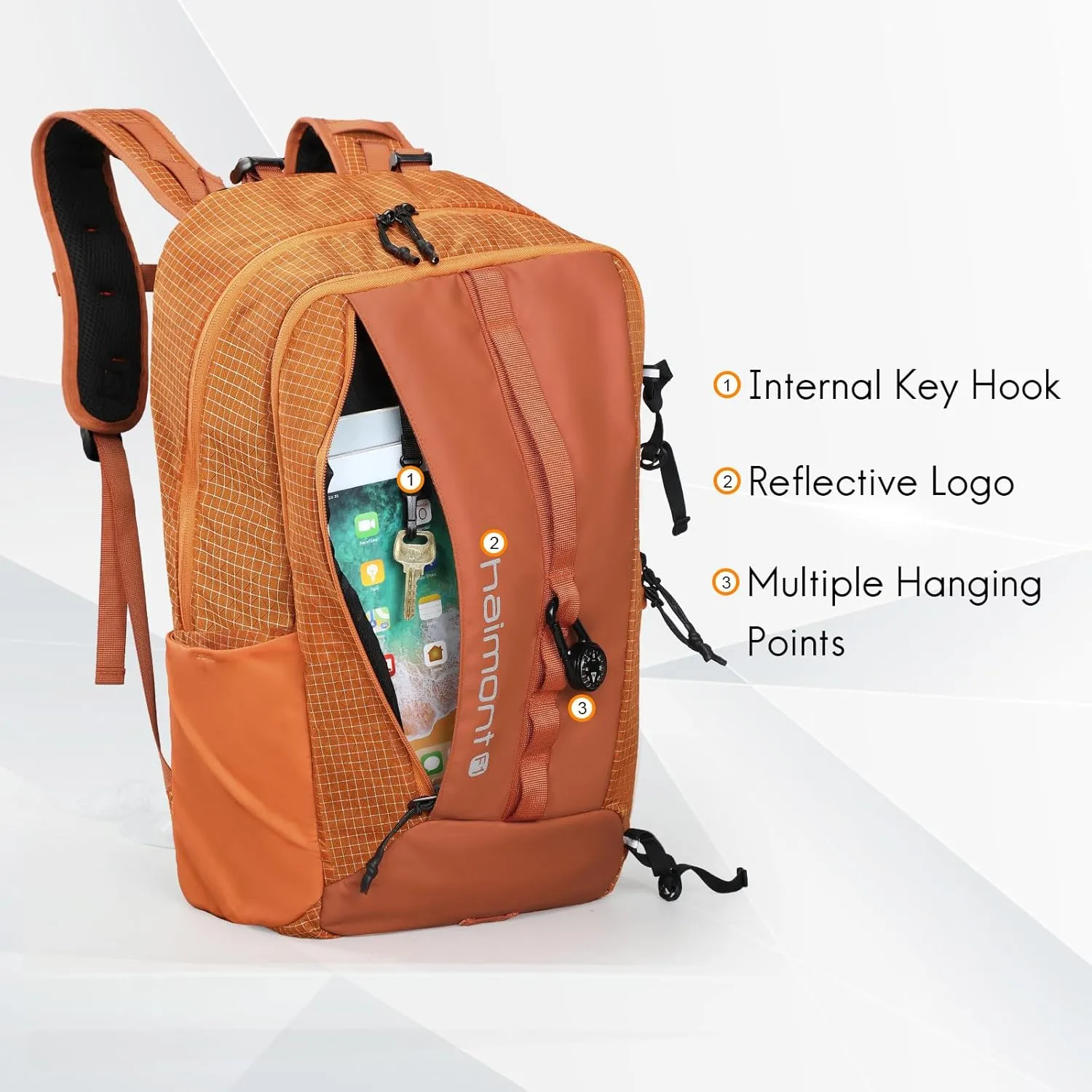 Haimont Small Travel Backpack Hiking Outdoor Everyday Daypack with 3 Compartments Men Women Water Resistant Bag, Casual