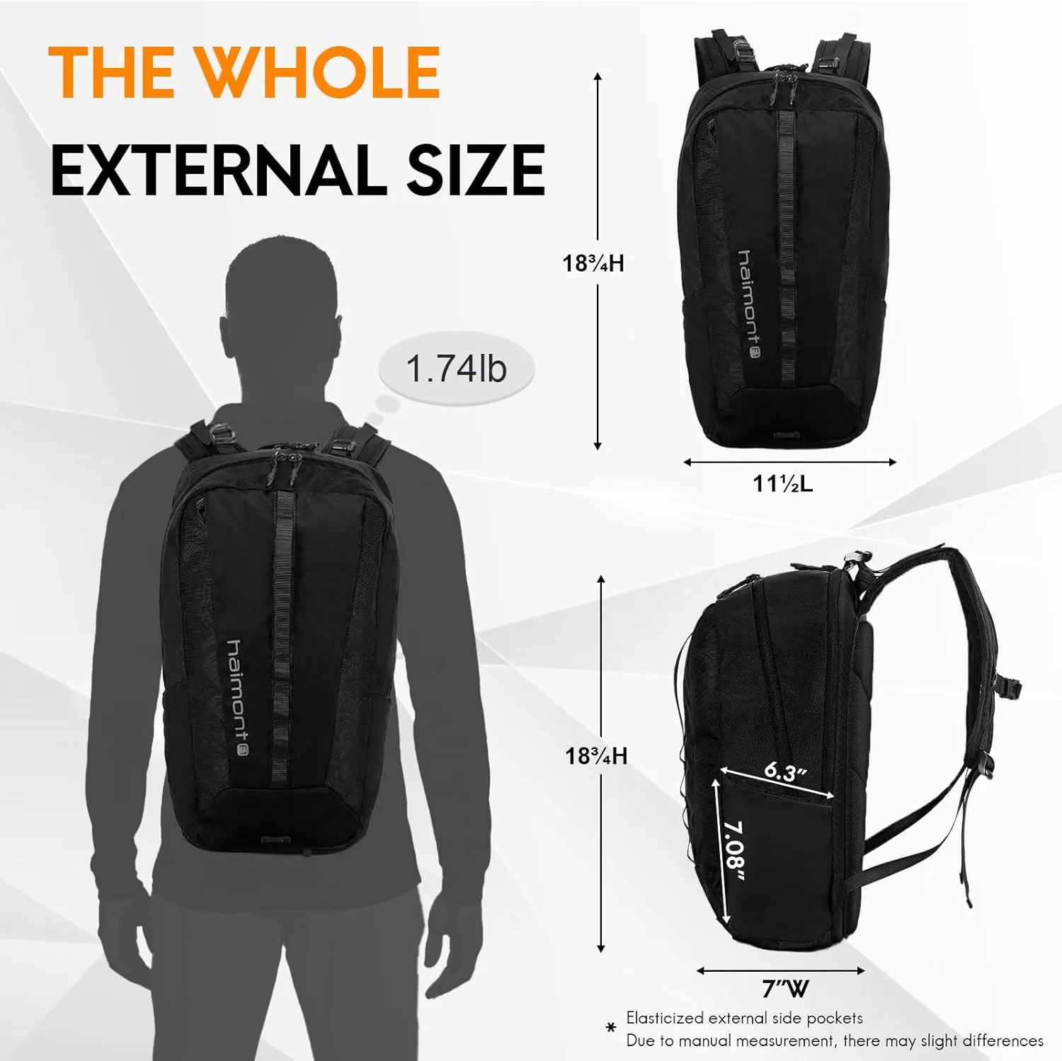 Haimont Small Travel Backpack Hiking Outdoor Everyday Daypack with 3 Compartments Men Women Water Resistant Bag, Casual