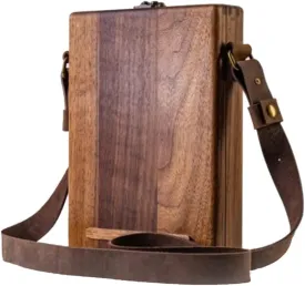 Handmade Wooden Messenger Bag, Convertible Shoulder Backpack - Unisex Leather Bag, 8.6 * 7 * 2.3 Inches, Painter & Writer Briefcase