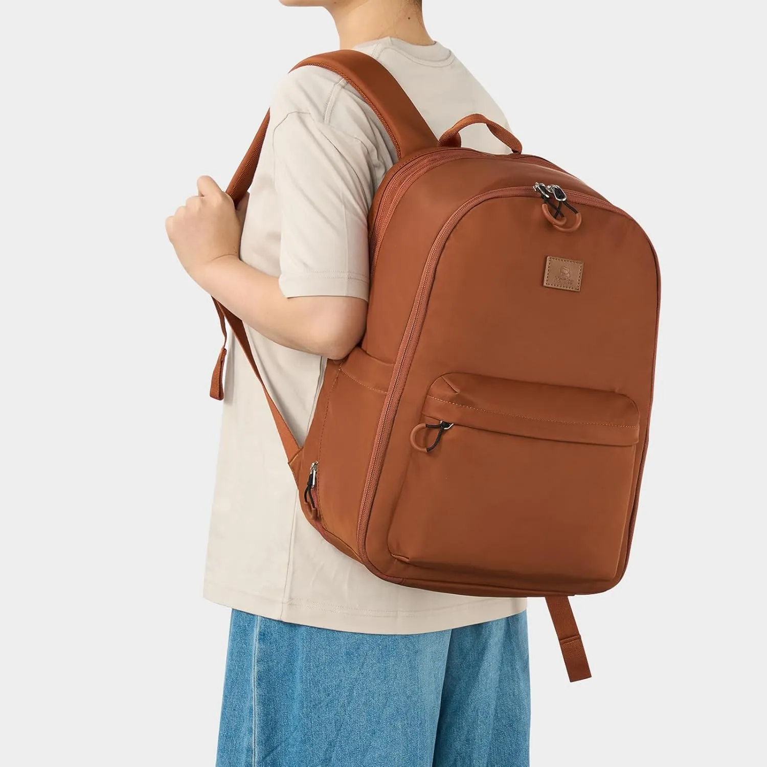 Hanke 18 Inch Expandable Travel Backpack for Women, Personal Item Backpack Work Backpack Woman Men Casual Daypack Backpacks Carry On Bag Backpacks for Airline Approved(Caramel)