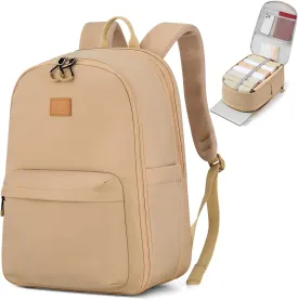 Hanke 18 Inch Expandable Travel Backpack for Women, Personal Item Backpack Work Backpack Woman Men Casual Daypack Backpacks Carry On Bag Backpacks for Airline Approved(Khaki)