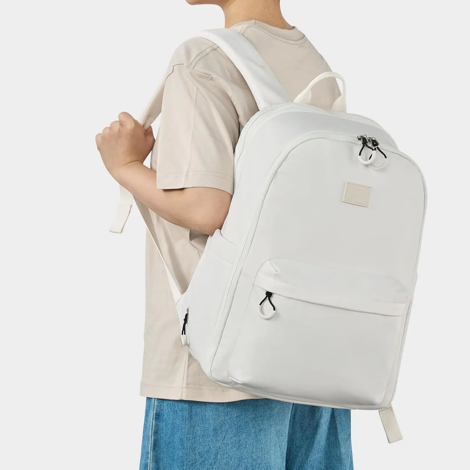 Hanke 18 Inch Expandable Travel Backpack for Women, Personal Item Backpack Work Backpack Woman Men Casual Daypack Backpacks Carry On Bag Backpacks for Airline Approved(Off White)