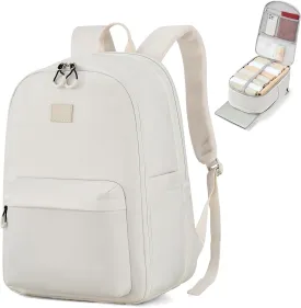 Hanke 18 Inch Expandable Travel Backpack for Women, Personal Item Backpack Work Backpack Woman Men Casual Daypack Backpacks Carry On Bag Backpacks for Airline Approved(Off White)