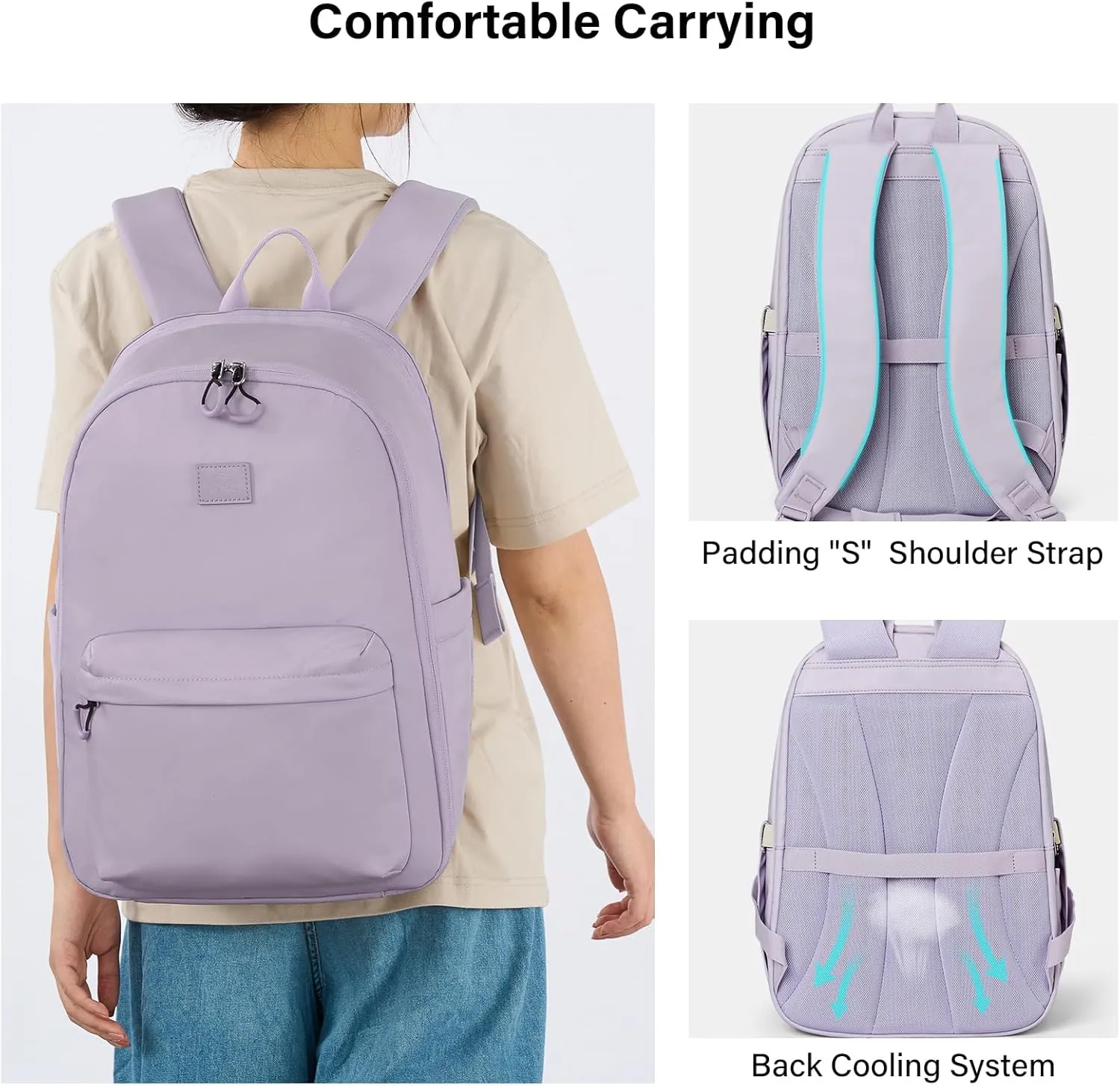 Hanke 18 Inch Expandable Travel Backpack for Women, Personal Item Backpack Work Backpack Woman Men Casual Daypack Backpacks Carry On Bag Backpacks for Airline Approved(Taro Purple)