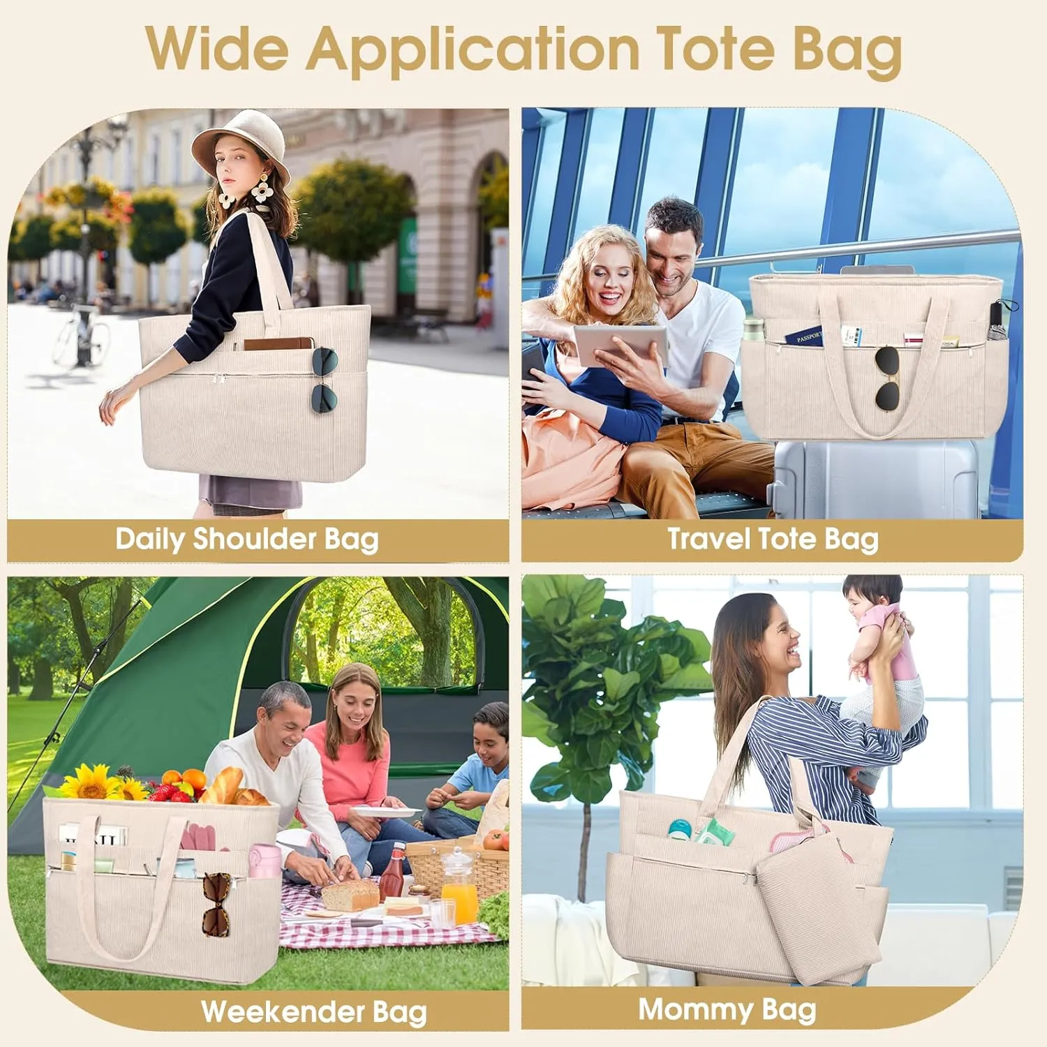 HUANLANG Extra Large Beach Bag Waterproof Beach Totes Bags for Women Men,Pool Bag with Zipper Wet Pocket