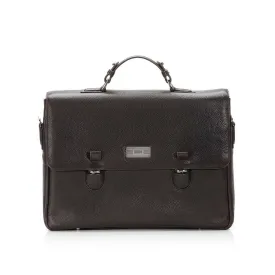 Hudson Tuck-Lock Attaché - Dark Brown Leather Briefcase