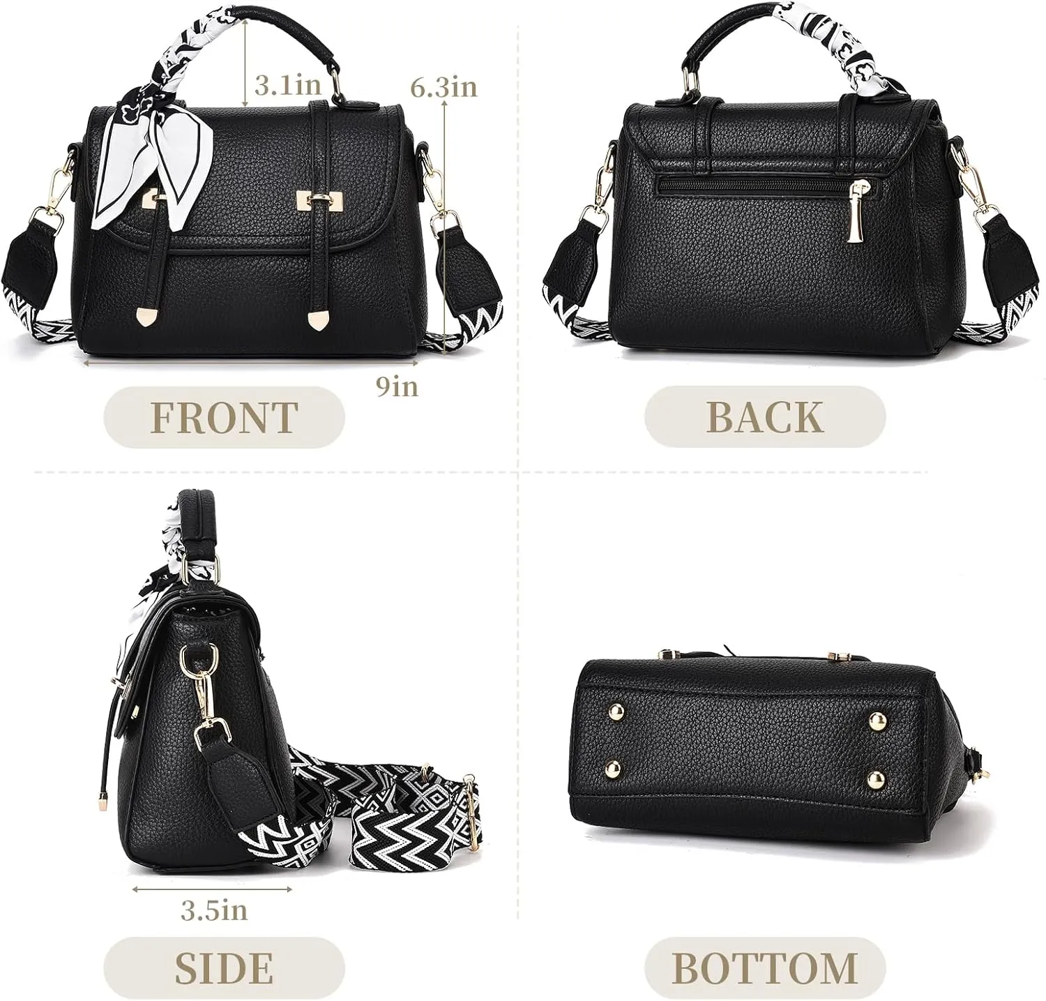 I IHAYNER Crossbody Bags for Women Soft Leather Purses Top Handle Handbags for Travel Designer Shoulder Bags with Wide Strap