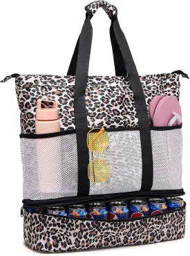 JIANYA Beach Bag Women Waterproof Sandproof Beach Tote Bags with Cooler Top Zipper Large Totes for Pool Travel Daily