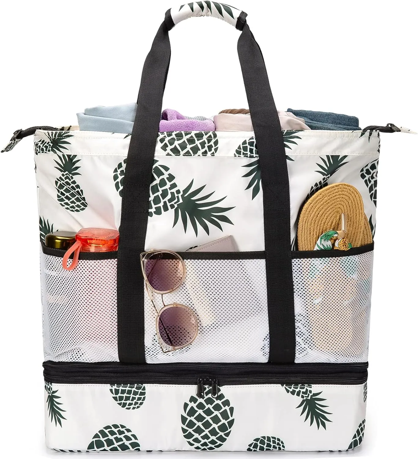 JIANYA Beach Bag Women Waterproof Sandproof Beach Tote Bags with Cooler Top Zipper Large Totes for Pool Travel Daily
