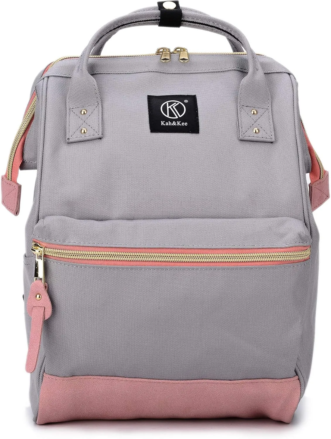 Kah&Kee Polyester Travel Backpack Functional Anti-theft School Laptop for Women Men (Light Grey*Pink, Small)