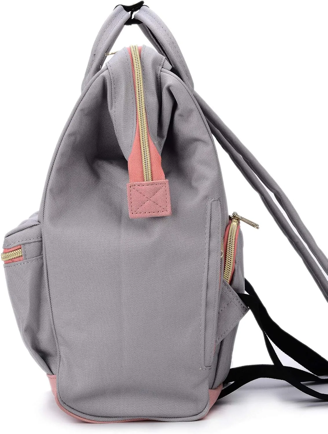 Kah&Kee Polyester Travel Backpack Functional Anti-theft School Laptop for Women Men (Light Grey*Pink, Small)