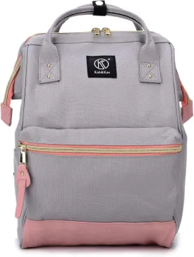 Kah&Kee Polyester Travel Backpack Functional Anti-theft School Laptop for Women Men (Light Grey*Pink, Small)