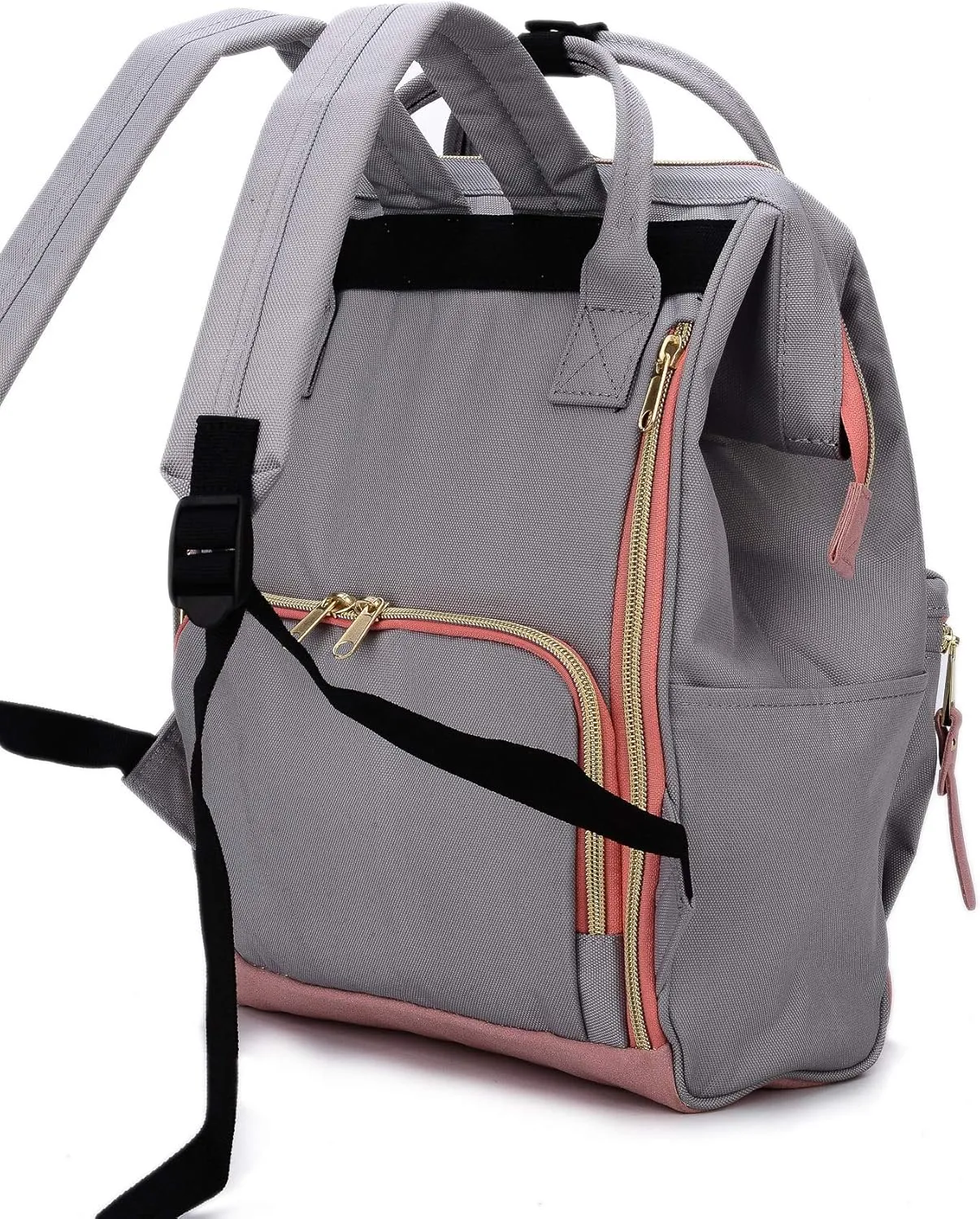 Kah&Kee Polyester Travel Backpack Functional Anti-theft School Laptop for Women Men (Light Grey*Pink, Small)