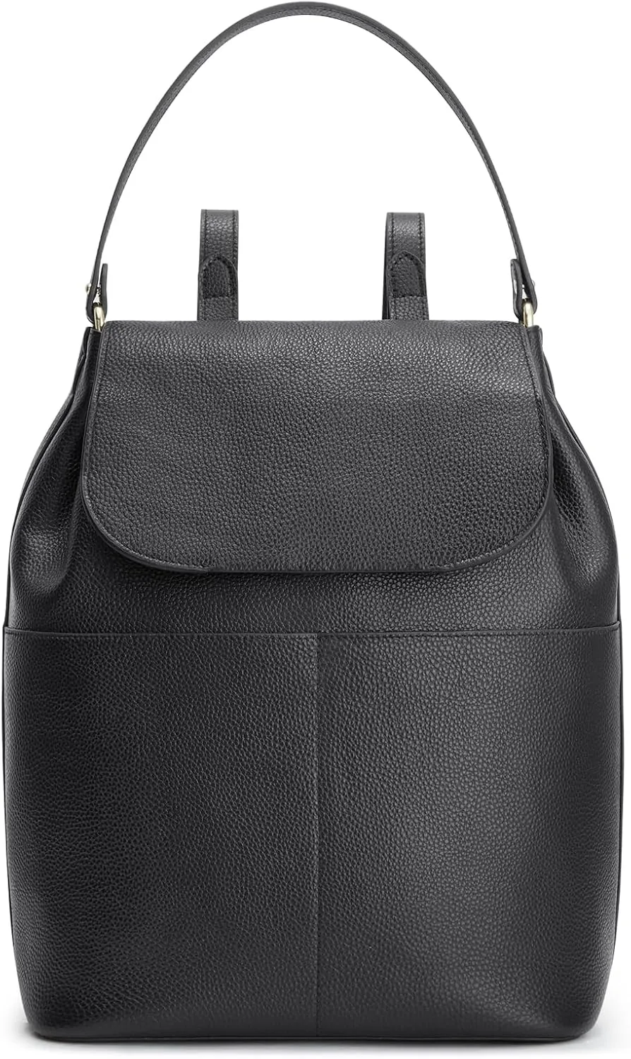 Kattee Leather Backpack Purse for Women Travel Fashion Designer Ladies Laptop Backpack, Black