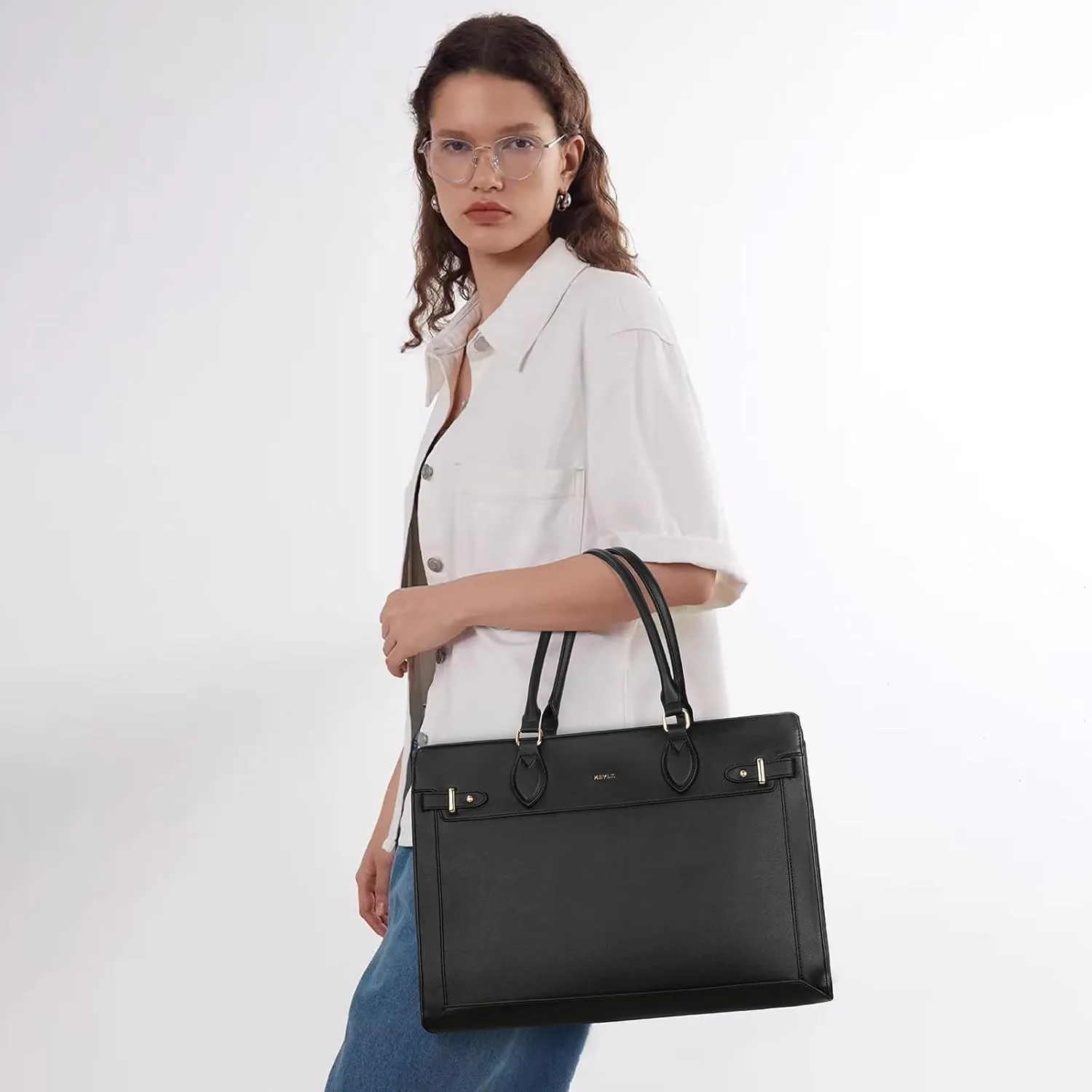Keyli 3pc Set Laptop Tote Bag for Women 15.6 Inch Work Bag Business Computer Briefcase Leather Messenger Shoulder Bags Purses