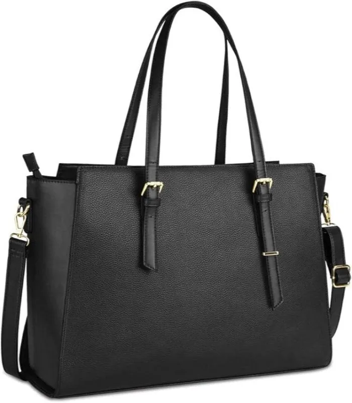 Ladies PU leather laptop shoulder bag by NEWHEY | Handbag for school and work with 4 compartments