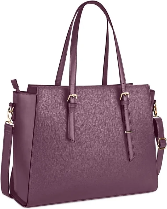 Ladies PU leather laptop shoulder bag by NEWHEY | Handbag for school and work with 4 compartments