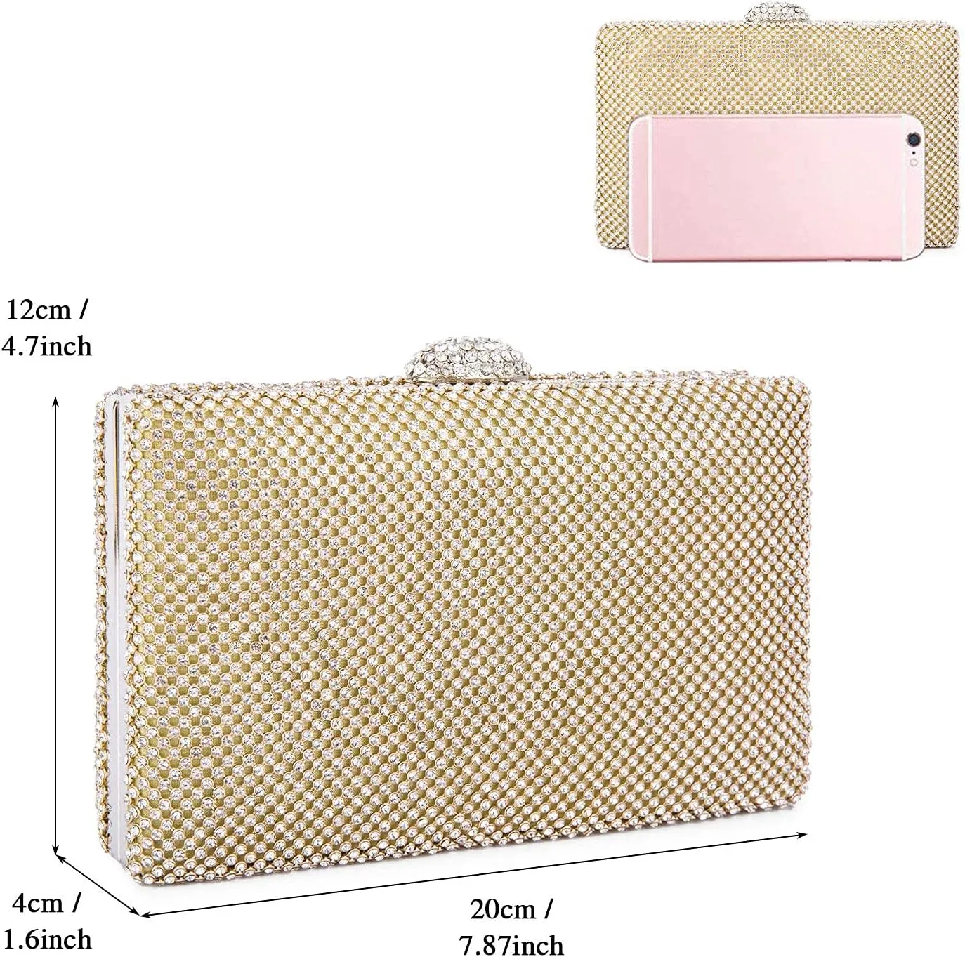 Ladies Sparkly Rhinestones Evening Clutches Women's Crystal Diamante Evening Bag Prom Wedding Handbag Party Purse
