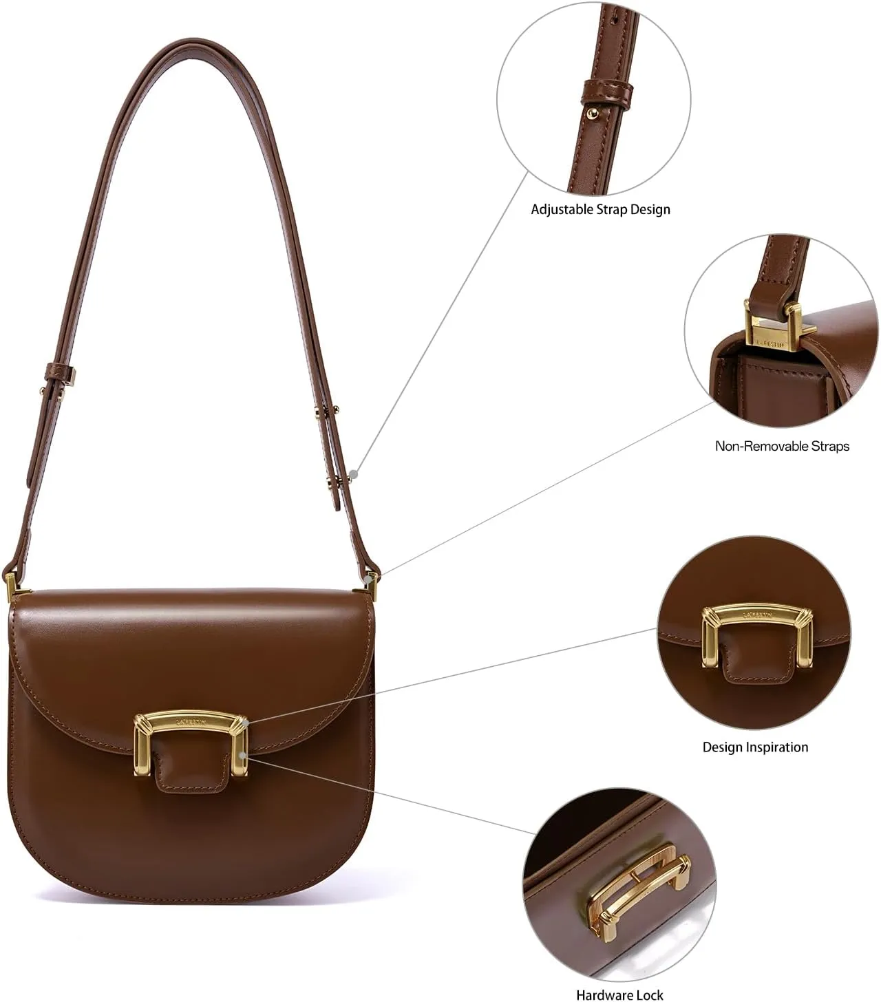 LAFESTIN Small Split Leather Crossbody Purses For Women with Adjustable Strap Shoulder Handbags with Credit Card Slot
