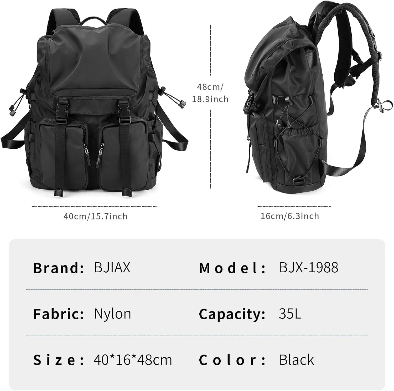 Laptop Backpack for Men, 35L Functional Stylish Vintage Backpack, Waterproof College Work Commuter Travel Backpack Fits 17.3 Inch Tablet, Notebook (Black)