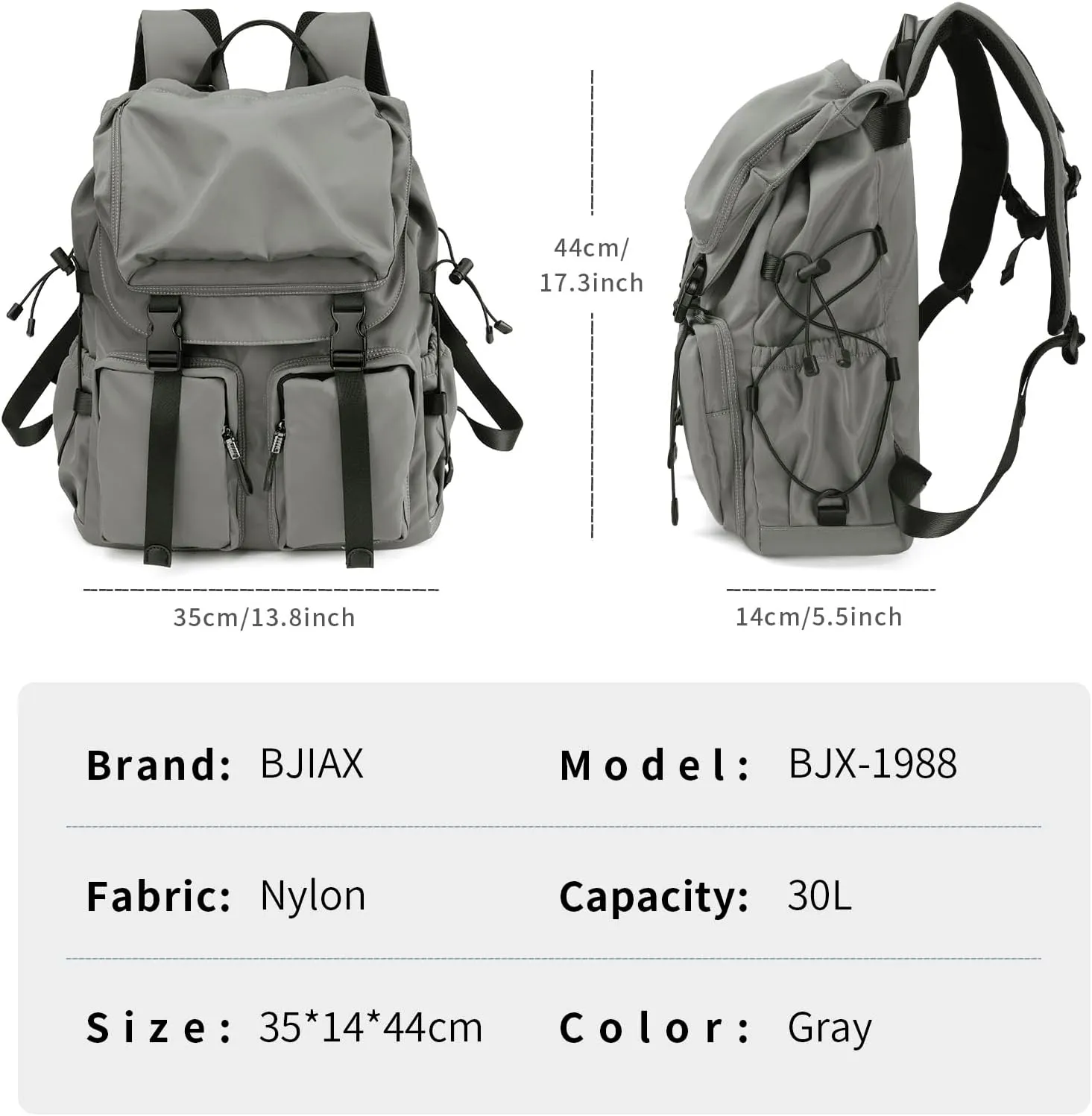 Laptop Backpack for Men & Women, Functional Stylish Vintage Backpack, 30L Waterproof College Work Commuter Travel Backpack Fits 15.6 Inch Tablet, Notebook (Grey)