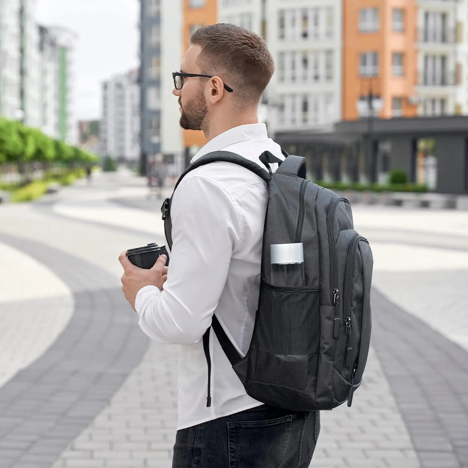 Laptop Backpack for Men Travel Backpack Water-Resistant 15.6 Inch Computer Backpack Work Business Black