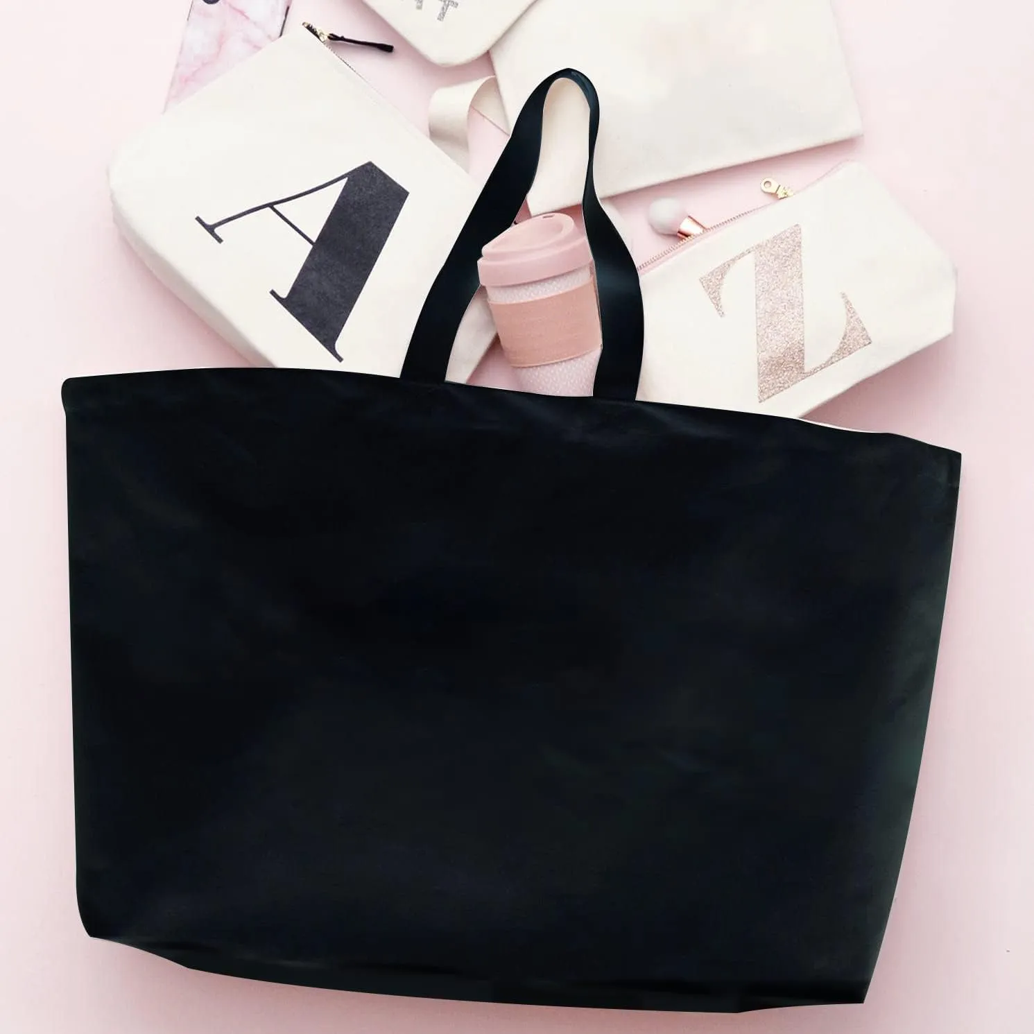 Large Canvas Tote Bag-Extra Big Shopping Beach Totes Bags Reusable Largest Grocery Plain Solid Bag 28"x8"x16"