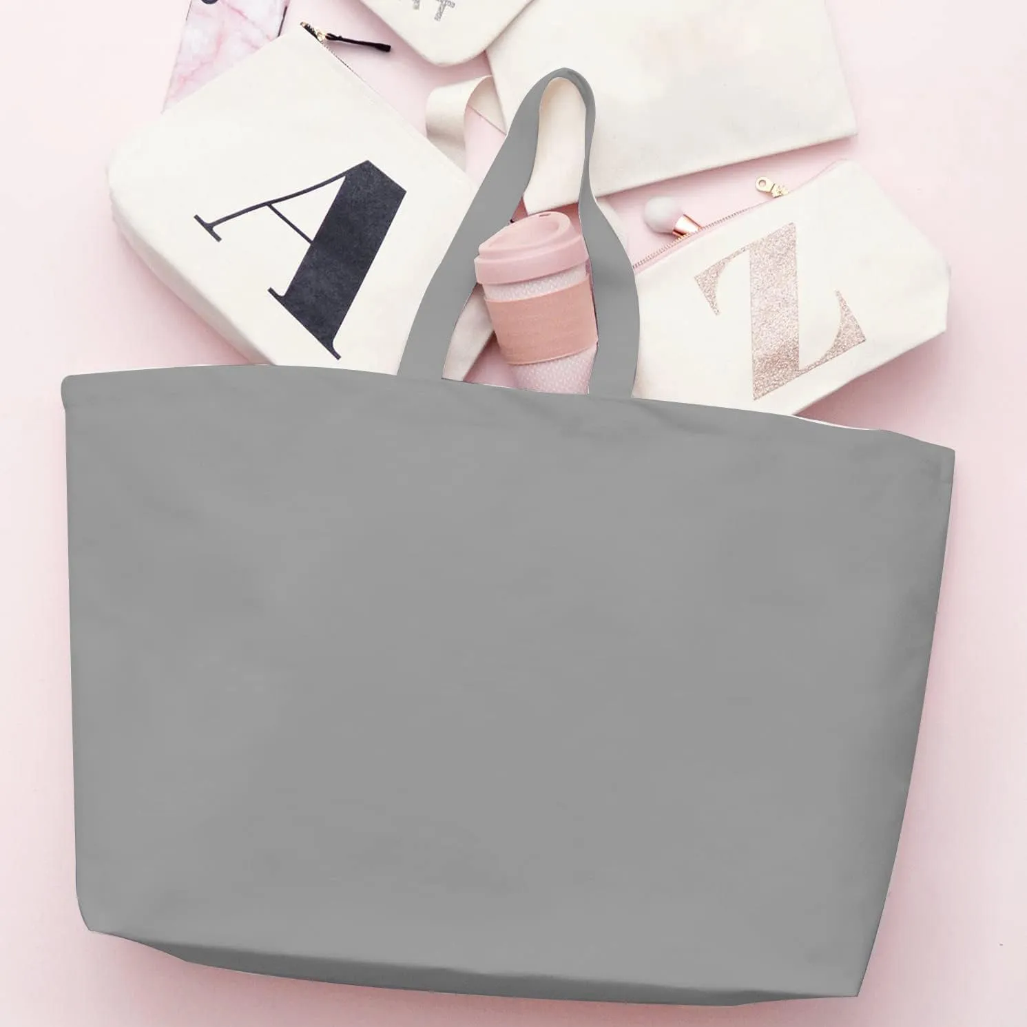 Large Canvas Tote Bag-Extra Big Shopping Beach Totes Bags Reusable Largest Grocery Plain Solid Bag 28"x8"x16"