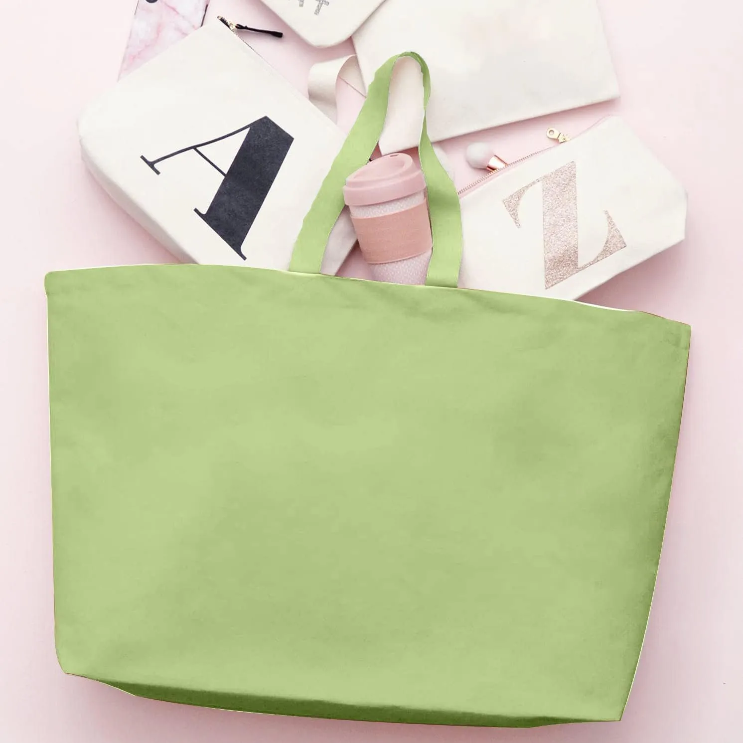 Large Canvas Tote Bag-Extra Big Shopping Beach Totes Bags Reusable Largest Grocery Plain Solid Bag 28"x8"x16"