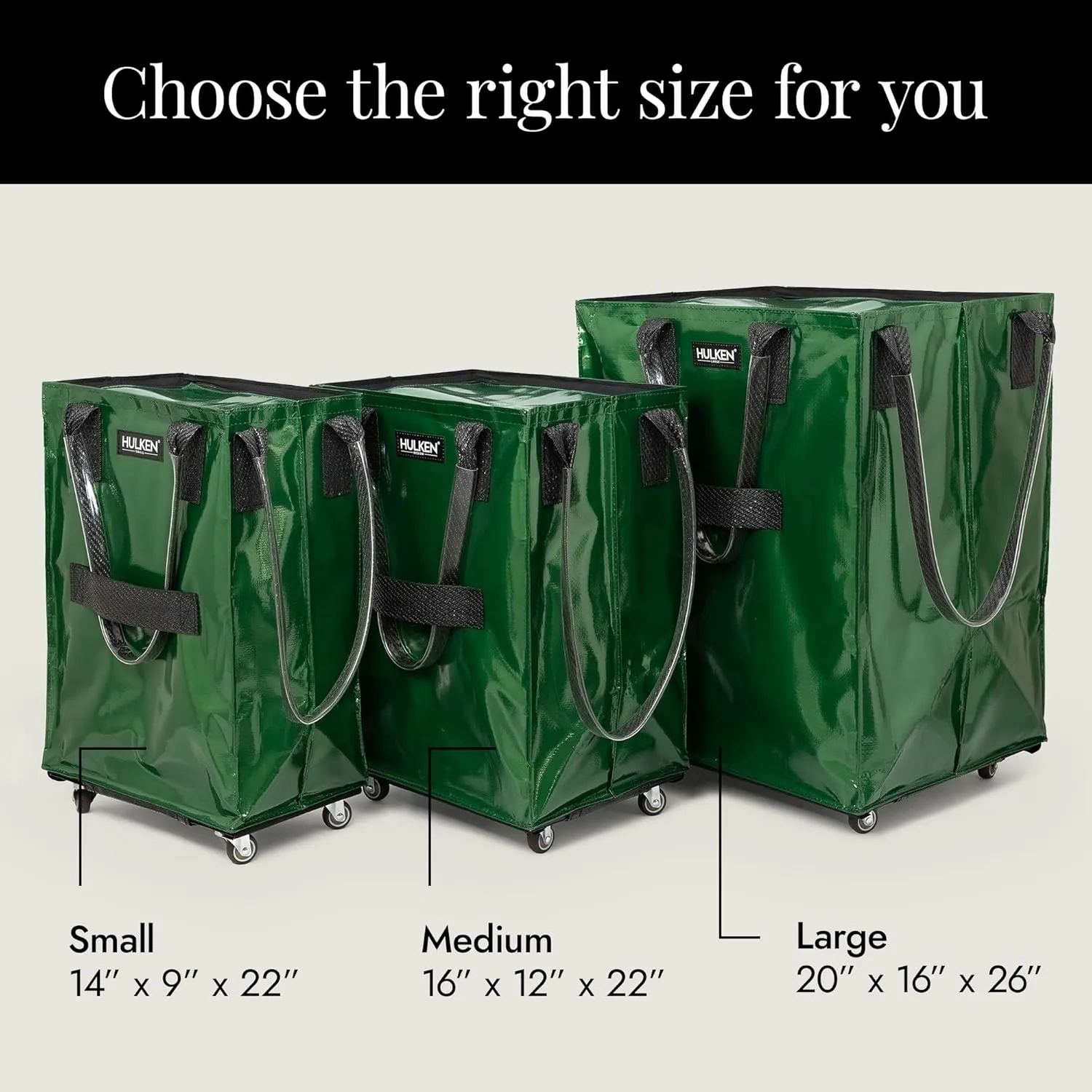 (Large, Forest Green) Reusable Grocery Bag On Wheels, Shopping Trolley, Rolling Tote, Zipper Closure, Lightweight, Carries Up to 66 lb, Folds Flat, Unbreakable Handles