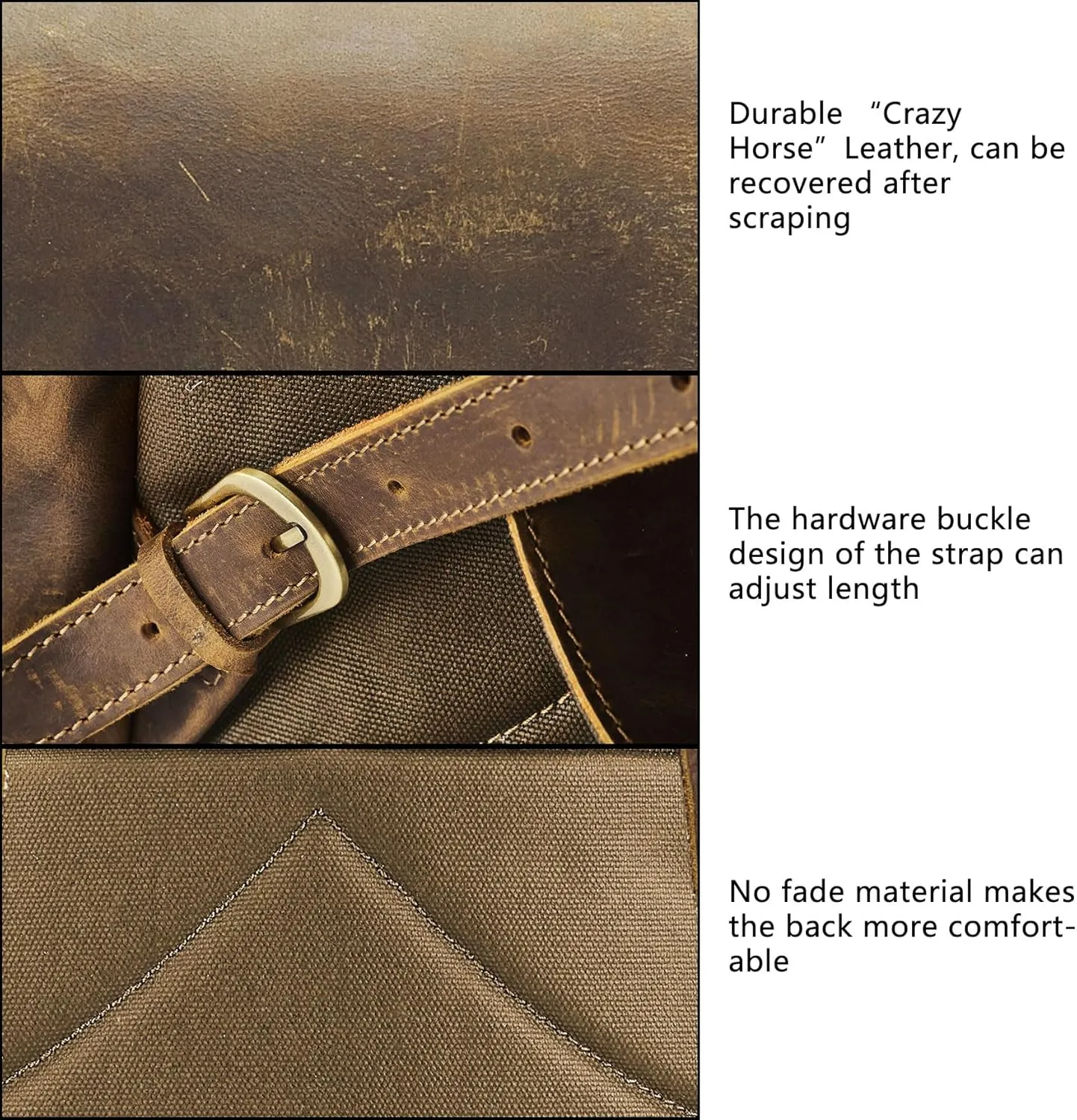 Leather Rucksack Backpack for Men Women Casual Travel Daypack 15.6 inch Laptop Bookbag