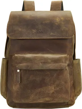 Leather Rucksack Backpack for Men Women Casual Travel Daypack 15.6 inch Laptop Bookbag