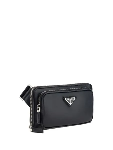 LEATHER TRIANGLE LOGO BELT BAG