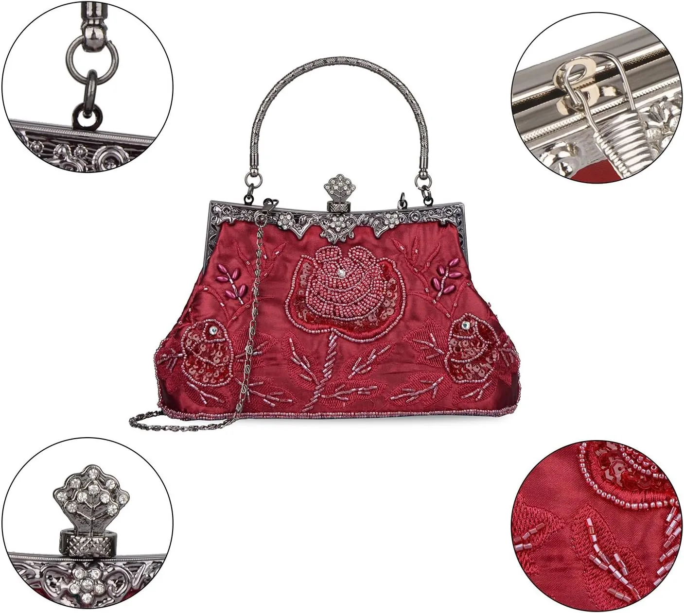 LIFEWISH Wedding Clutch Purses for Women Sequin Purse Beaded Bags