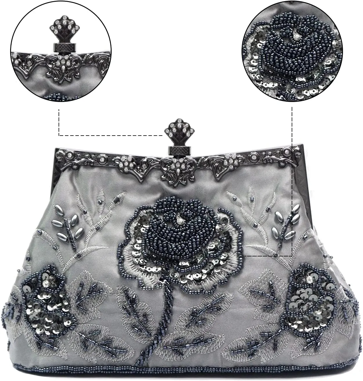 LIFEWISH Wedding Clutch Purses for Women Sequin Purse Beaded Bags