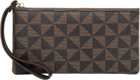 LJCZKA Wristlet Wallets for Women Clutch Purse PU Leather Handbags Cellphone Credit Card Holder with Wrist Strap (Coffee)