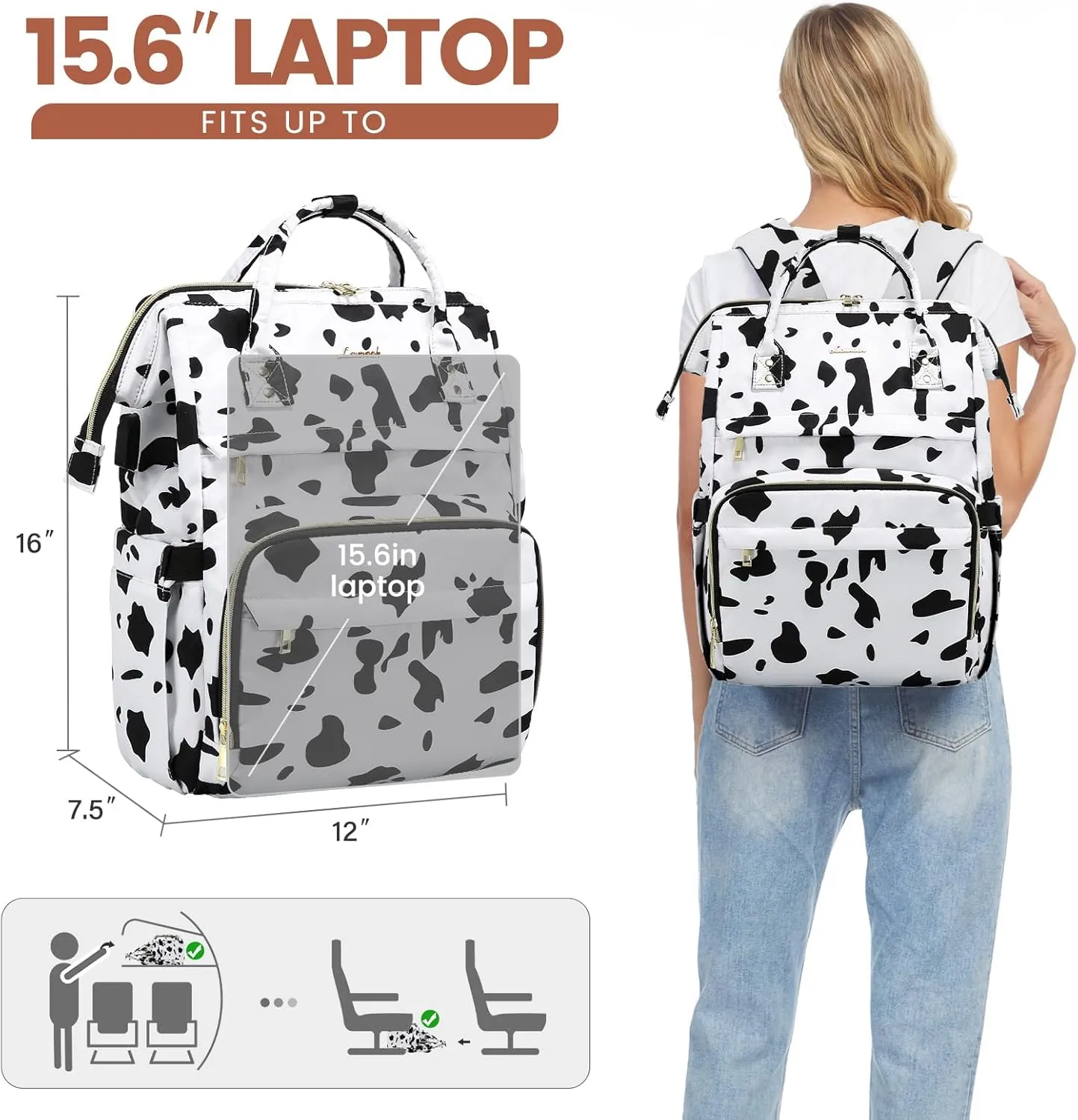 LOVEVOOK Laptop Backpack for Women Teacher Backpacks Nurse Bags,Work Bag Backpack Purse Bag Anti-Theft Travel Backpacks with USB Charging Port,15.6 Inch Backpack for College Business Casual