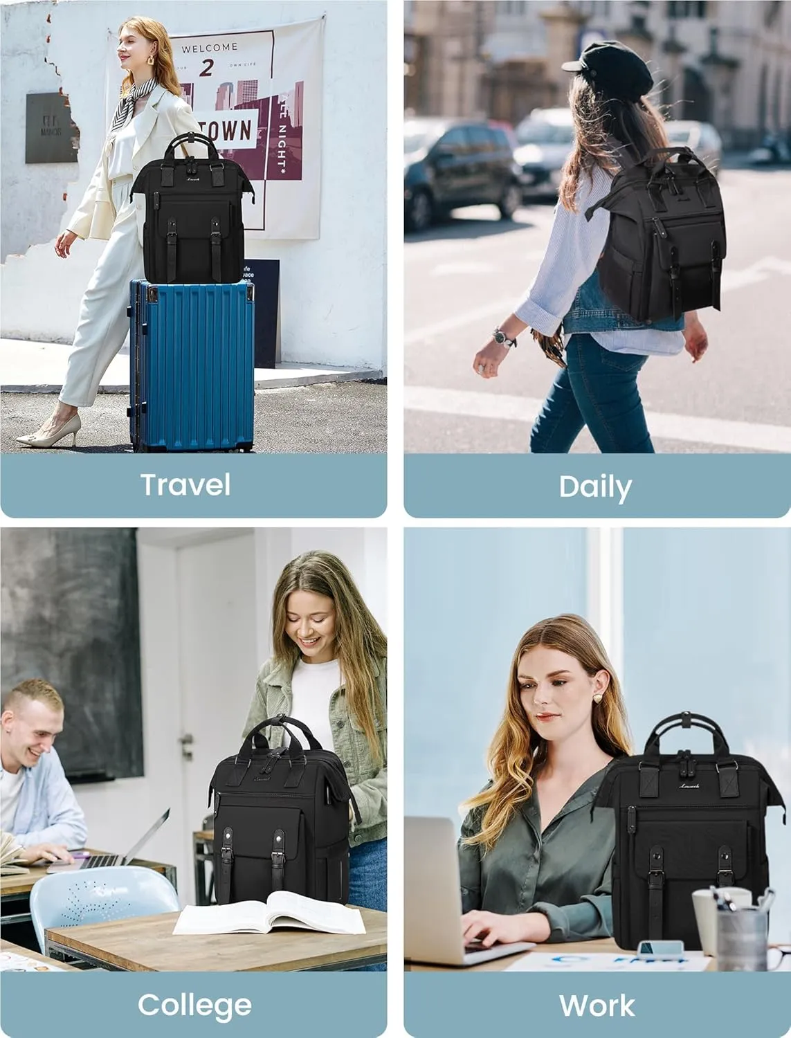 LOVEVOOK Laptop Backpack for Women, Work Backpack with 17 Inch Separate Laptop Compartment, Teacher Nurse Bags College Computer Backpack Purse, Business Travel Bag, Upgraded