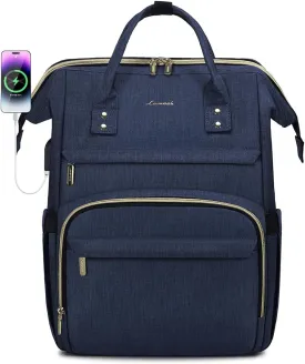 LOVEVOOK Laptop Backpack for Women,15.6 Inch Professional Womens Travel Backpack Purse Computer Laptop Bag Nurse Teacher Backpack,Waterproof College Work Bag Carry on Back Pack with USB Port,Dark Blue